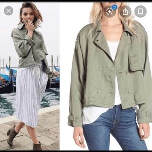 Rails Barclay Linen Blend Button Front Utility Jacket Medium